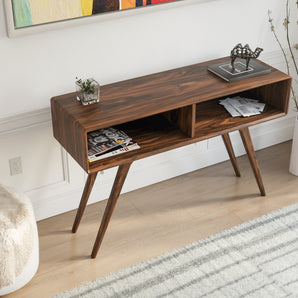 Mid-Century Modern Entryway Organizer with Open Storage