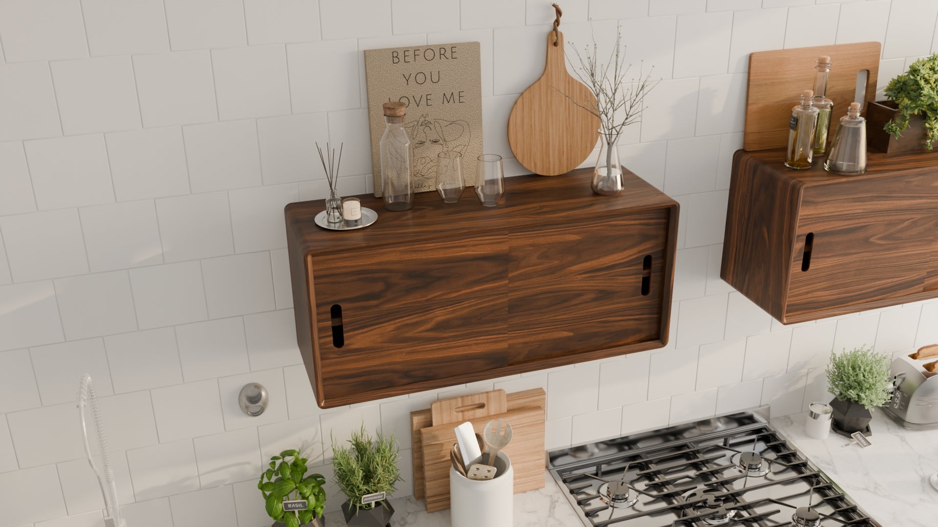 Floating Food Storage Solid Wood Floating Storage Cabinet – Avin Furniture Co