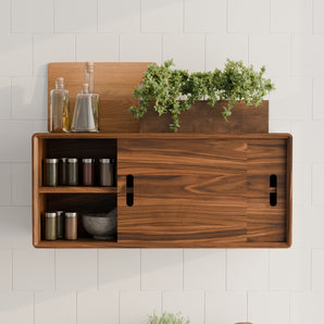 Solid Wood Floating Storage Cabinet