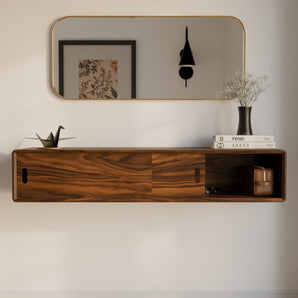 Modern Floating Entryway Cabinet with Sliding Doors