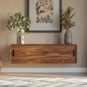 Solid Wood Floating Shoe Storage Cabinet